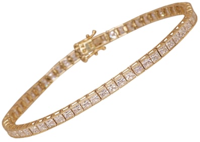 ESTATE 14KT YELLOW GOLD & SIMULANT DIAMOND TENNIS LINE BRACELET