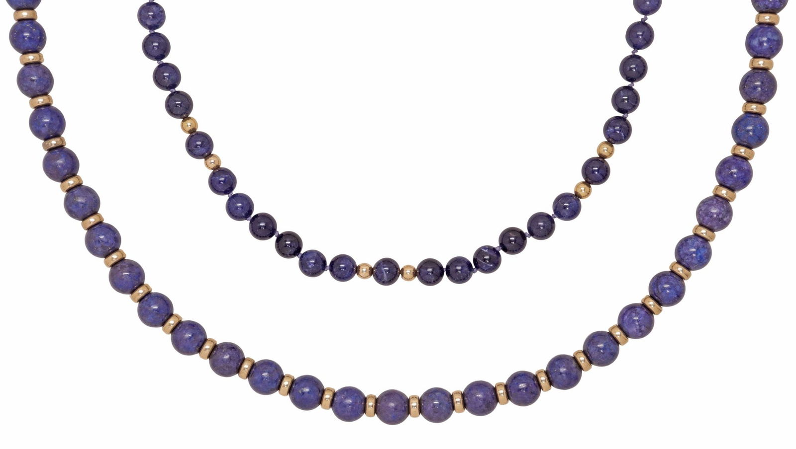 (2) ESTATE 14KT YELLOW GOLD, LAPIS, & BLUE STONE BEADED NECKLACES (1 of 5)