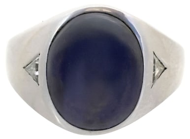 ESTATE 14KT WHITE GOLD & STAR SAPPHIRE RING