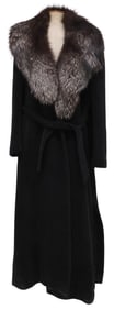 LADIES ESTATE BERGDORF GOODMAN FULL-LENGTH FUR COLLAR WOOL COAT