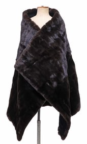 LADIES BROWN MINK FUR SHAWL WRAP