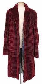 SORBARA FOR NEIMAN MARCUS LADIES RED-DYED MINK FUR VENTED COAT