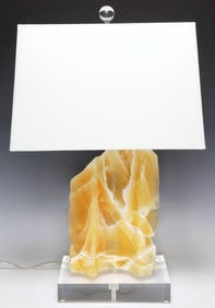 GEOLOGICAL HONEYCOMB CALCITE SPECIMEN 1-LIGHT TABLE LAMP