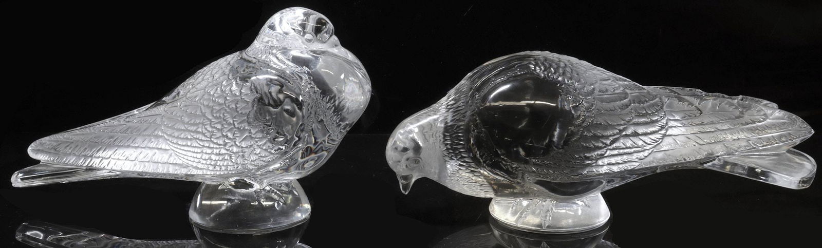 (2) FRENCH LALIQUE ART CRYSTAL 'PIGEON BRUGES' BIRD FIGURES (1 of 6)