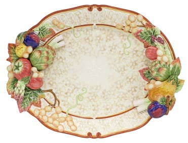FITZ & FLOYD MAJOLICA FRUIT & VEGETABLE-MOTIF TRAY