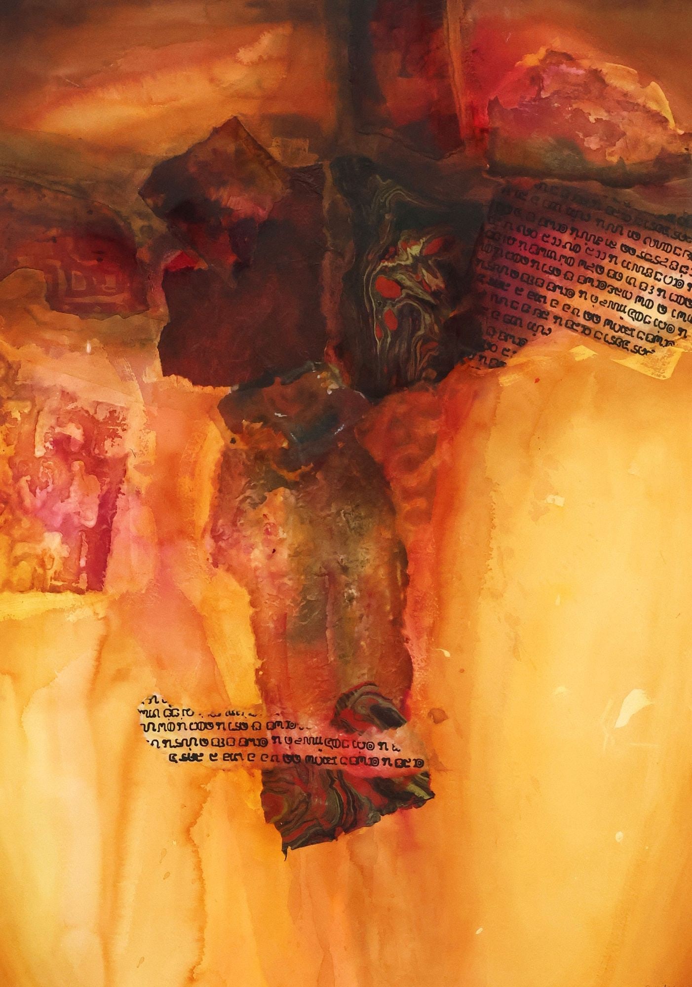 KARIN MICHELE ANDERSON (TX, 20TH C.) MIXED MEDIA COLLAGE, 'CANYON SUNSET' (1 of 5)