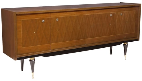 FRENCH MID-CENTURY MODERN LACQUERED PARQUETRY SIDEBOARD