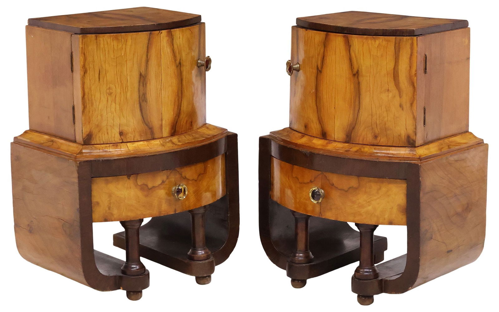 (2) ITALIAN ART DECO PERIOD WALNUT NIGHTSTANDS (1 of 5)