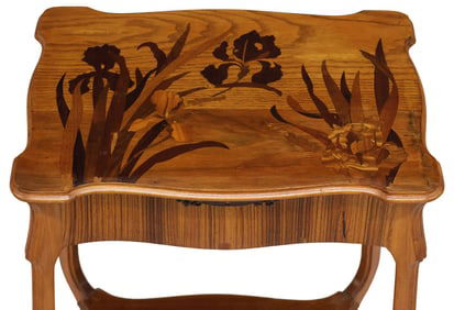 FRENCH ART NOUVEAU NANCY SCHOOL FLORAL INLAY MIRRORED DRESSING TABLE