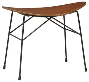 ITALIAN MOBILI PIZZETTI MID-CENTURY MODERN TEAK & IRON STOOL