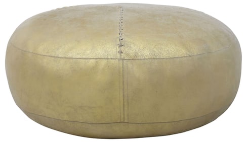 CONTEMPORARY METALLIC GOLD STITCHED LEATHER OTTOMAN / FLOOR POUF