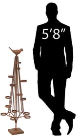 JAN BARBOGLIO WROUGHT IRON BIRD 14-LIGHT CANDLE HOLDER TREE, 41"H