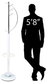 POSTMODERN SCULPTURAL WHITE & CHROMED METAL HALL TREE