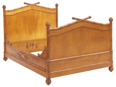 FRENCH PINE & TURNED FAUX BAMBOO BED