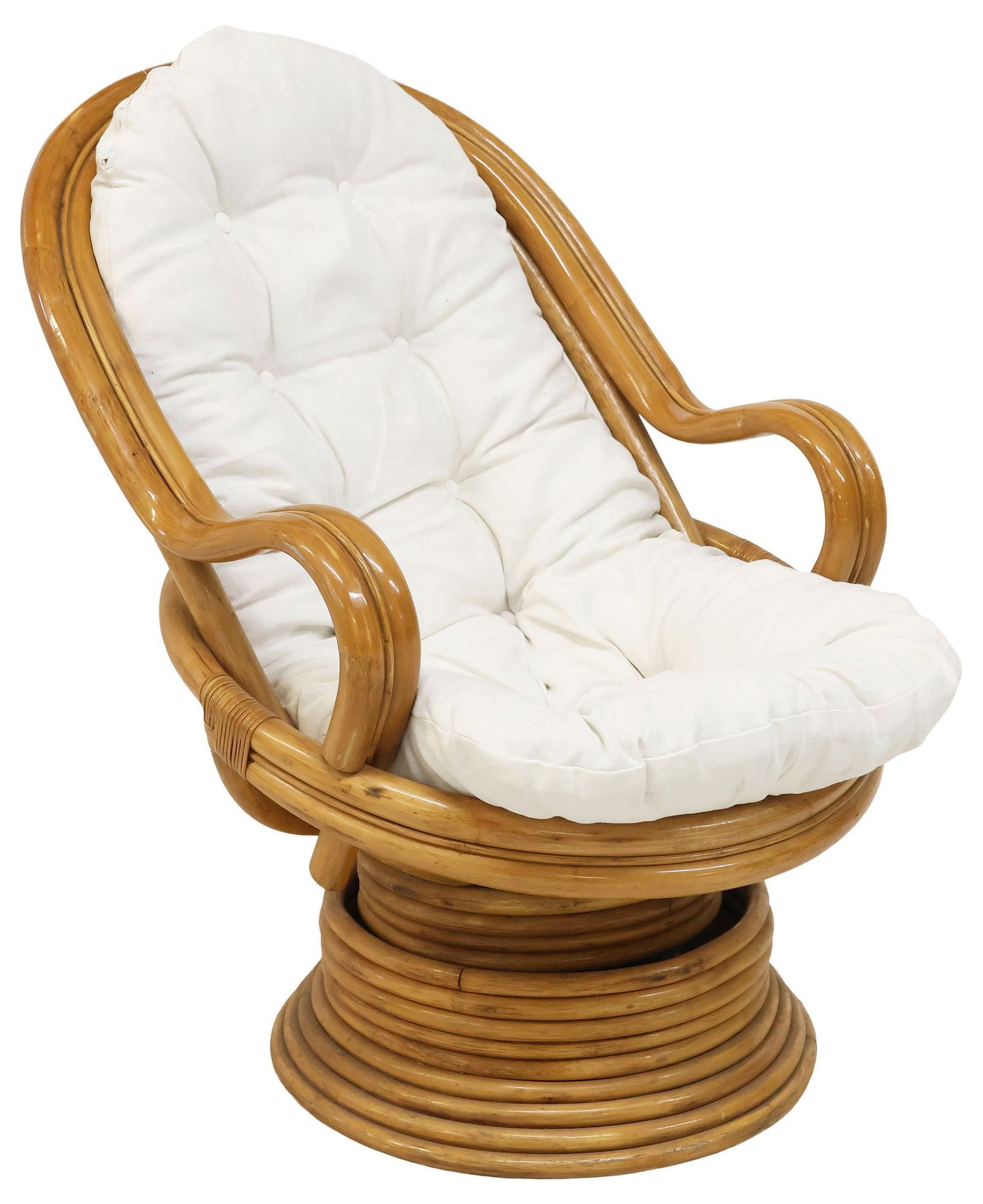 UPHOLSTERED BAMBOO & RATTAN LOUNGE CHAIR (1 of 4)