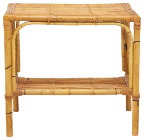 ITALIAN BAMBOO & RATTAN TWO-TIER SIDE TABLE