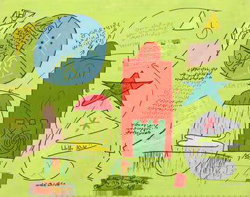 ACHIR LATIFA ABSTRACT MIXED MEDIA PAINTING, 31" X 39.5"