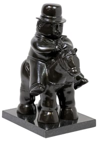 AFTER FERNANDO BOTERO BRONZE SCULPTURE 'MAN ON HORSEBACK'