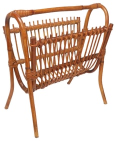 FRENCH BAMBOO & RATTAN MAGAZINE RACK