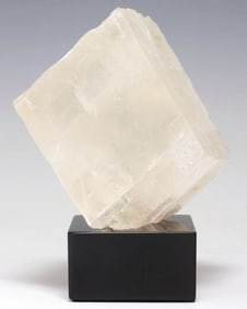 GEOLOGICAL OPTIC CALCITE SPECIMEN ON BLACK MARBLE BASE