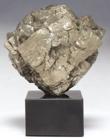 GEOLOGICAL PYRITE SPECIMEN ON BLACK MARBLE BASE