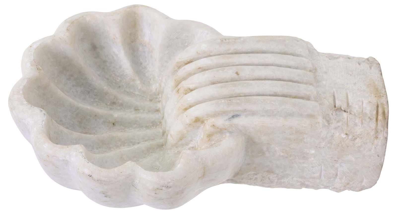 ITALIAN CARVED MARBLE SHELL-FORM ECCLESIASTICAL FONT / WATER BASIN (1 of 5)