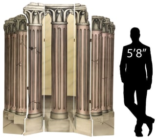 FORNASETTI STYLE TROMPE L'OEIL ARCHITECTURAL COLUMNS 5-PANEL SCREEN, 83.5"H
