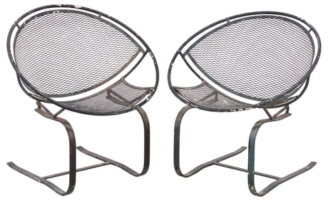 (2) MAURIZIO TEMPESTINI FOR SALTERINI (ATTRIB.) MID-CENTURY 'RADAR' IRON CHAIRS