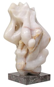 CHARLES UMLAUF (1911-1994) CARVED ONYX SCULPTURE, ABSTRACTION, 25"H