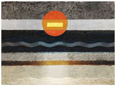 MICHAEL FRARY (1918-2005) MIXED MEDIA PAINTING, "AMARILLO", 36" X 48"