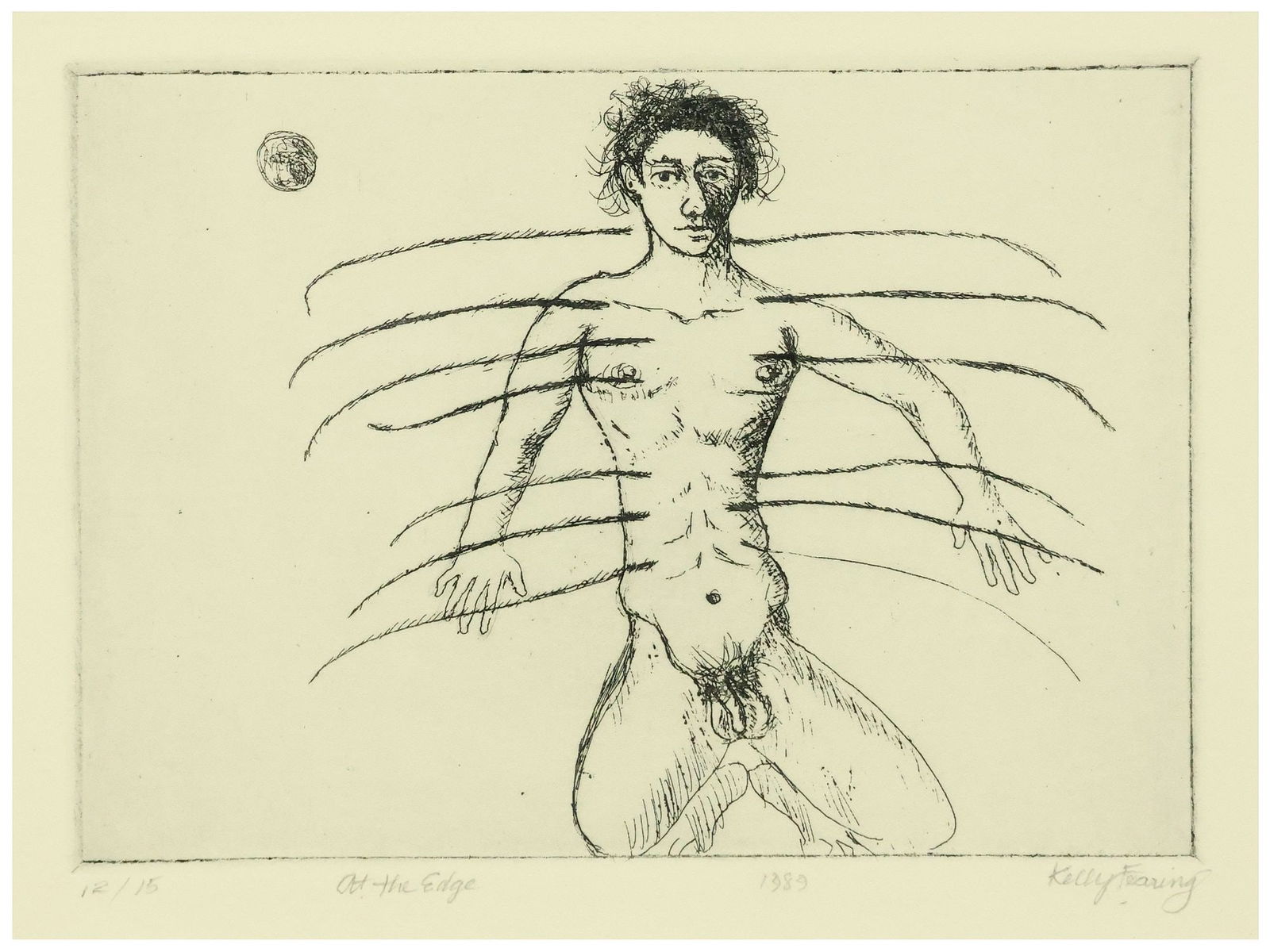 KELLY FEARING (TX, 1918-2011) MALE FIGURE ETCHING, 'AT THE EDGE' (1 of 5)