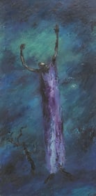 DAN LUTZ (1906-1978) EXPRESSIONIST PAINTING, THE PROPHET, 36" X 18"