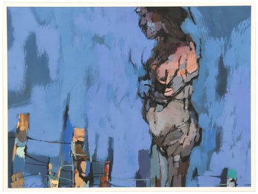 LUIS EADES (1923-2014) CASEIN PAINTING, ABSTRACT FIGURE STUDY