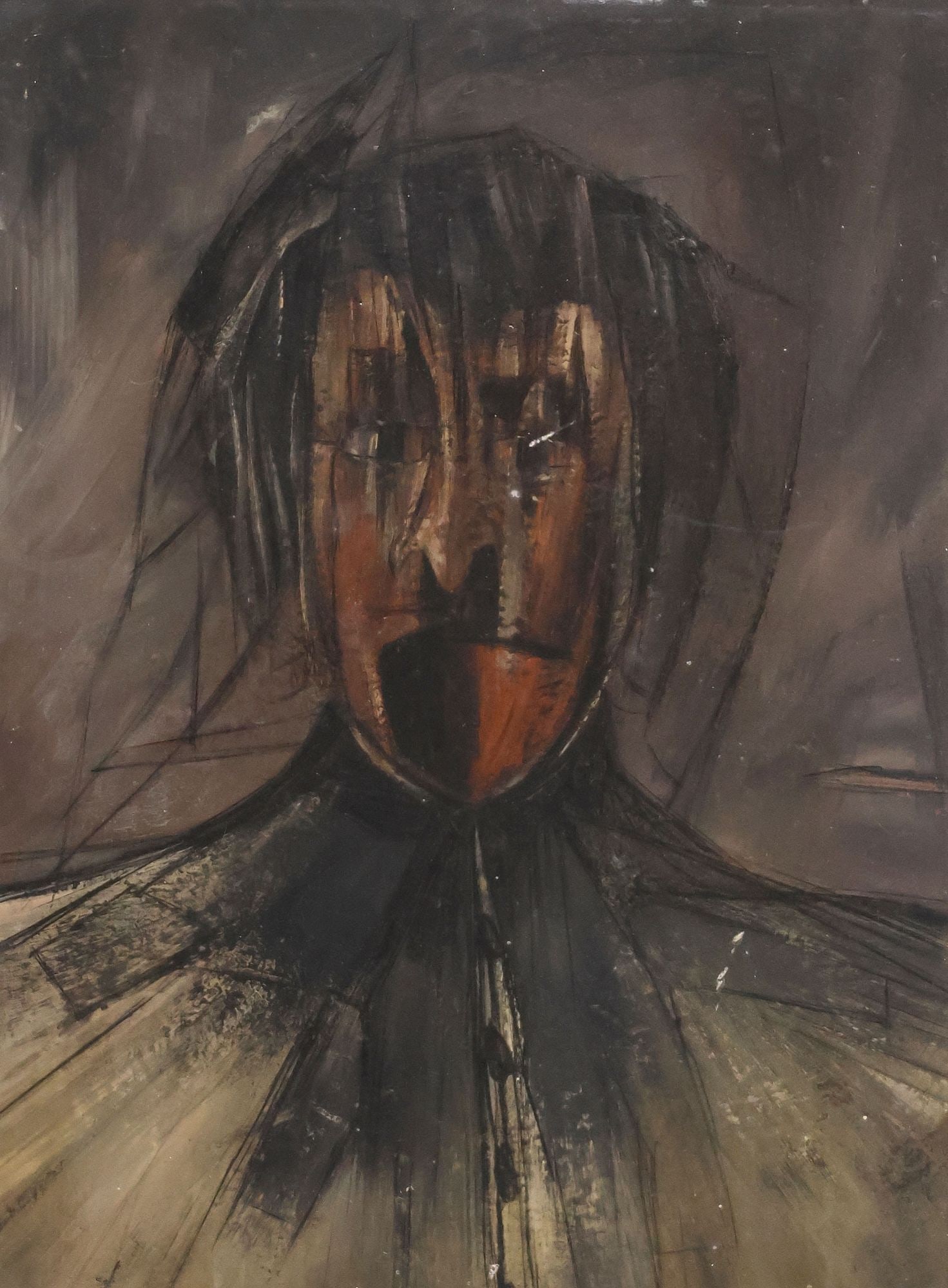 LEOPOLO GONZALES JR. (TX, B.1921) PAINTING, EXPRESSIONIST MALE PORTRAIT (1 of 4)