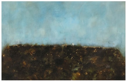 DAN WINGREN (TEXAS, 1923-1998) ABSTRACT OIL PAINTING, 'DRIVE-IN MOVIE'