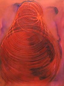 RALPH ERNEST WHITE JR. (1921-2004) ABSTRACT RED PAINTING, 48" X 36"