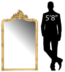 FRENCH LOUIS XV STYLE GILTWOOD WALL MIRROR, 62" X 37"