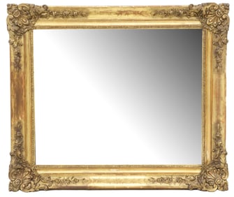 FRENCH LOUIS XV STYLE RECTANGULAR GILTWOOD MIRROR, 42" X 49"