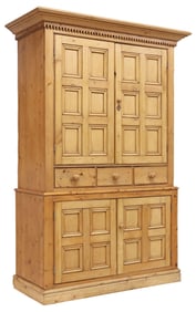 IRISH SCRUBBED PINE PANELED KITCHEN CABINET / CUPBOARD