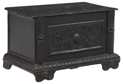 ITALIAN RENAISSANCE REVIVAL CARVED & PAINTED COFFER