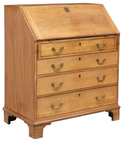 ENGLISH GEORGE III PERIOD FRUITWOOD SLANT-FRONT BUREAU DESK