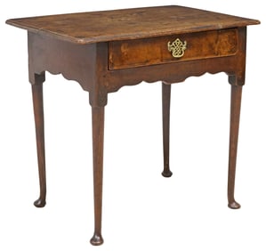 ENGLISH QUEEN ANNE STYLE OAK LOWBOY / HALL TABLE