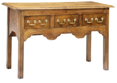 ENGLISH GEORGIAN PERIOD OAK 3-DRAWER LOW BOY / HALL TABLE