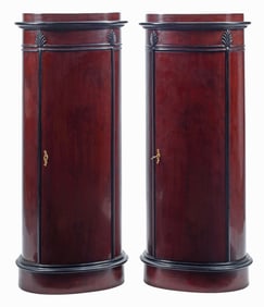 (2) BIEDERMEIER STYLE PARCEL-EBONIZED MAHOGANY PEDESTAL CABINETS