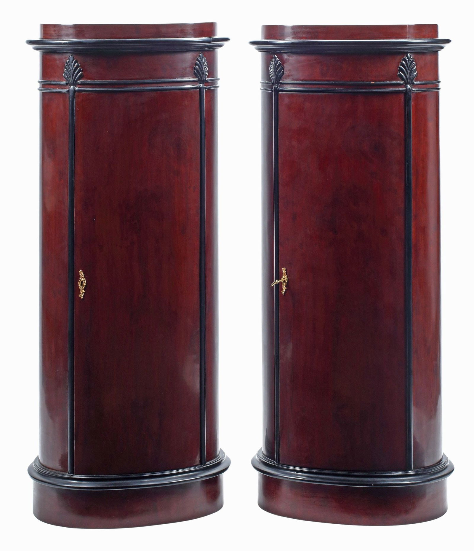 (2) BIEDERMEIER STYLE PARCEL-EBONIZED MAHOGANY PEDESTAL CABINETS (1 of 7)