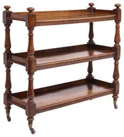 ENGLISH REGENCY 3-TIER OAK SERVER / BUFFET ON CASTORS