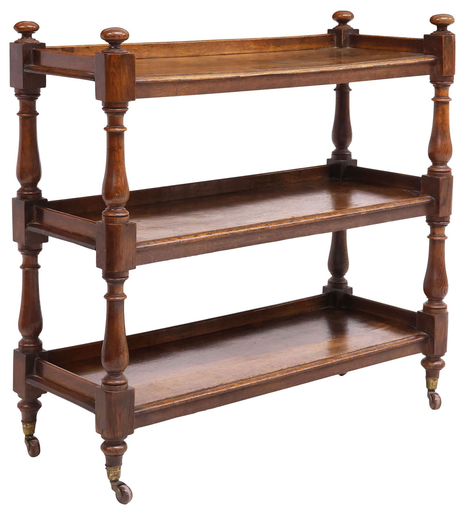 ENGLISH REGENCY 3-TIER OAK SERVER / BUFFET ON CASTORS (1 of 4)