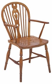 ENGLISH MIXED WOOD WINDSOR ARMCHAIR, 19TH C.