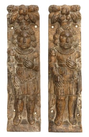 (2) ENGLISH ARCHITECTURAL CAST IRON MALE FIGURE CARYATIDS