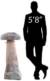 ENGLISH SQUARE-TOP MUSHROOM-FORM STADDLE STONE, 35.5"H